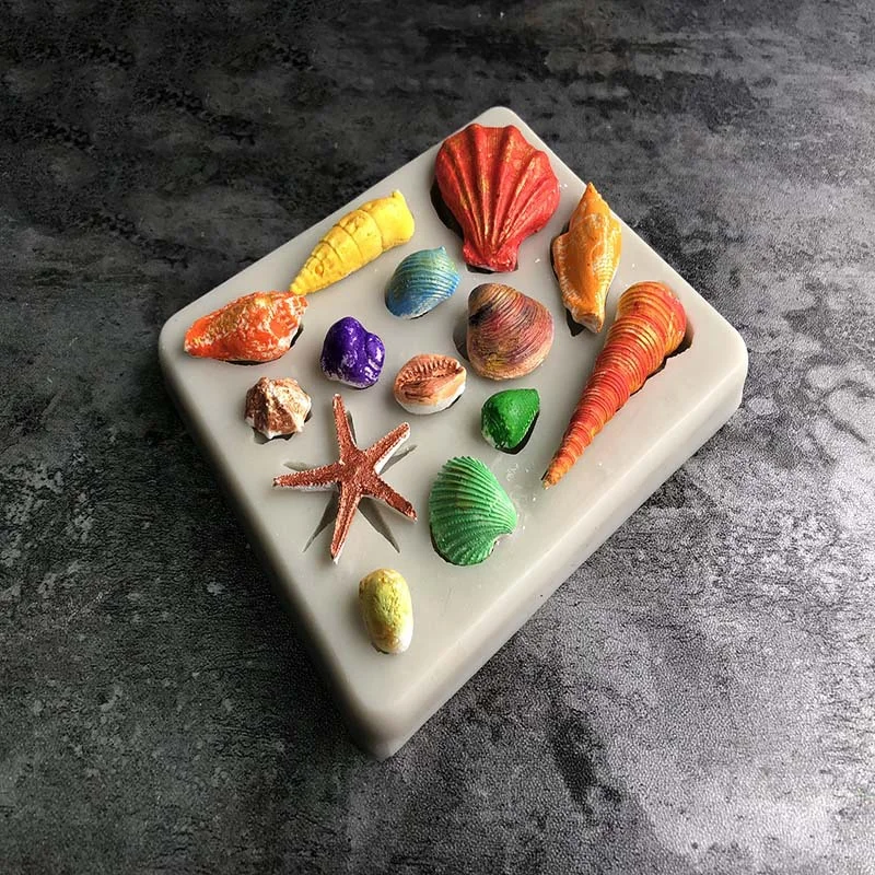 

Shell Starfish Silicone Mold Gypsum Clay DIY Chocolate Mold Fudge Dessert Cake Baking Decoration Marine Starfish Silicone Mold