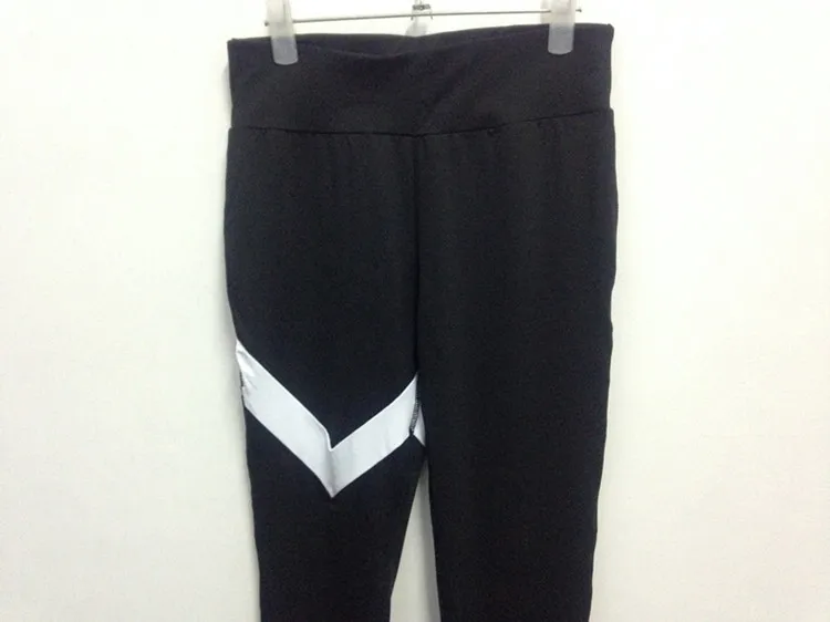 Europe And America Popular Spring And Autumn Black And White Stitching Fitness Pants Cool GIRL'S Elasticity Quick-Dry V Shaped C