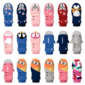 

Children Ski Mittens Waterproof Velvet Thick Warm Cartoon Students Boys Girls Winter Outdoor Riding Gloves