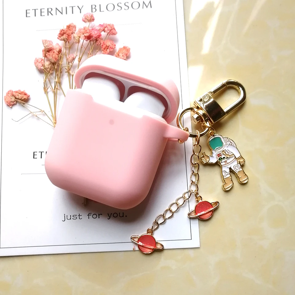 High quality Силиконовый чехол с космическим космонавтом для Apple Airpods 1, 2, аксессуары, защитный чехол, сумка, чехол для наушников, брелок для ключей - Цвет: High quality