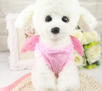 

Summer Pet Small Dog Cat Harness pearl Princess Angel Wing Lead Leash set For Small Medium Dogs Pet Vest Harness