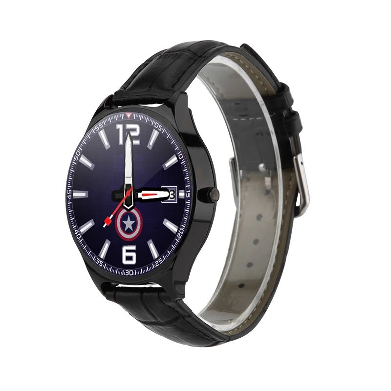 Black leather strap Новая мода браслет крутой стиль смарт часы-колонка с bluetooth-каналом/телефонным звонком смарт-Браслет фитнес Смарт-браслет отслеживания активности - Цвет: Black leather strap