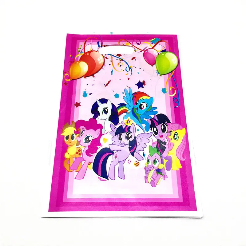 Горячая Распродажа 1 шт 108*180 см My Little Pony детский день рождения, день рождение мальчика вечерние одноразовые скатерти для душа для малышей - Цвет: Gift-bag-10pcs