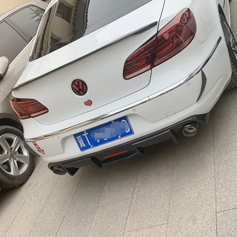 Углеродное волокно ABS задняя губа с светодиодный подсветкой для Volkswagen Passat CC VW CC спойлер 2009- плавники Акула Стиль диффузор бампер Guar