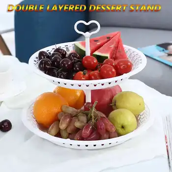 

Double Layer Cake Stand Plastic Snack Stand Fruit Holder Dessert Display Rack Wedding Party Decoration DIY Kitchen Cake Tools