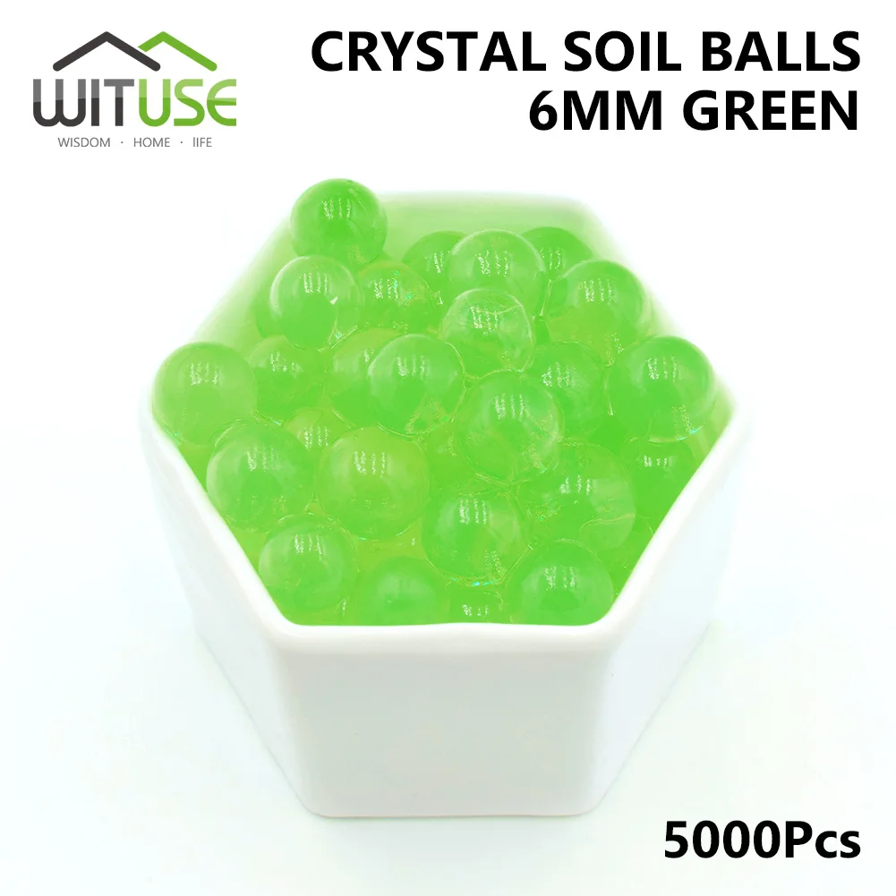 5000 шт./лот, 6 мм, Кристальные шарики для воды в почвах, гидрогелевые, гелевые, полимерные семена, бусинки для выращивания грязи, шарики для выращивания Orbiz, игрушечный шар для детей - Цвет: Green