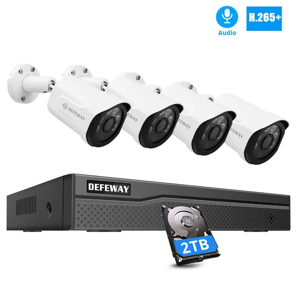 DEFEWAY 8CH NVR 1080 P POE видео запись ИК Открытый видеонаблюдения камера системы дома товары теле и видеонаблюдения комплект 1 ТБ HDD 4 камера Новый