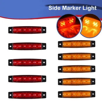 

Amber+Red Side Marker Light Indicator Trailer Truck 10Pcs Parking Taillight