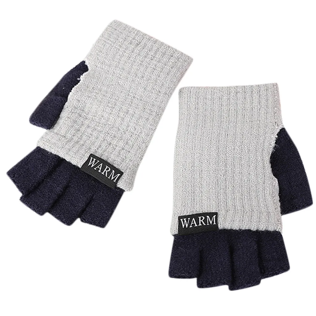 SAGACE Women Gloves Knitting Multi-function Patchwork Winter Half Finger Gloves Women Soft Warm Mittens - Цвет: B