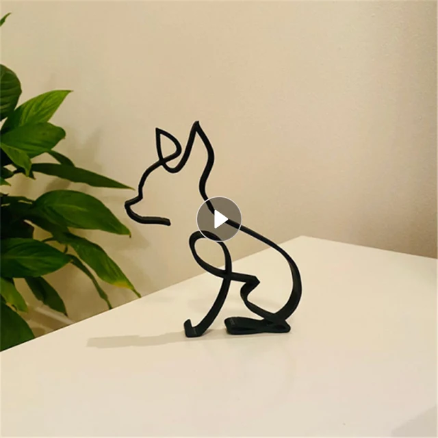 Dog Minimalist Art Sculpture Metal Figurine Office Home Decoration Desktop Decor Handmade Crafts Personalized Gift Miniatures 1