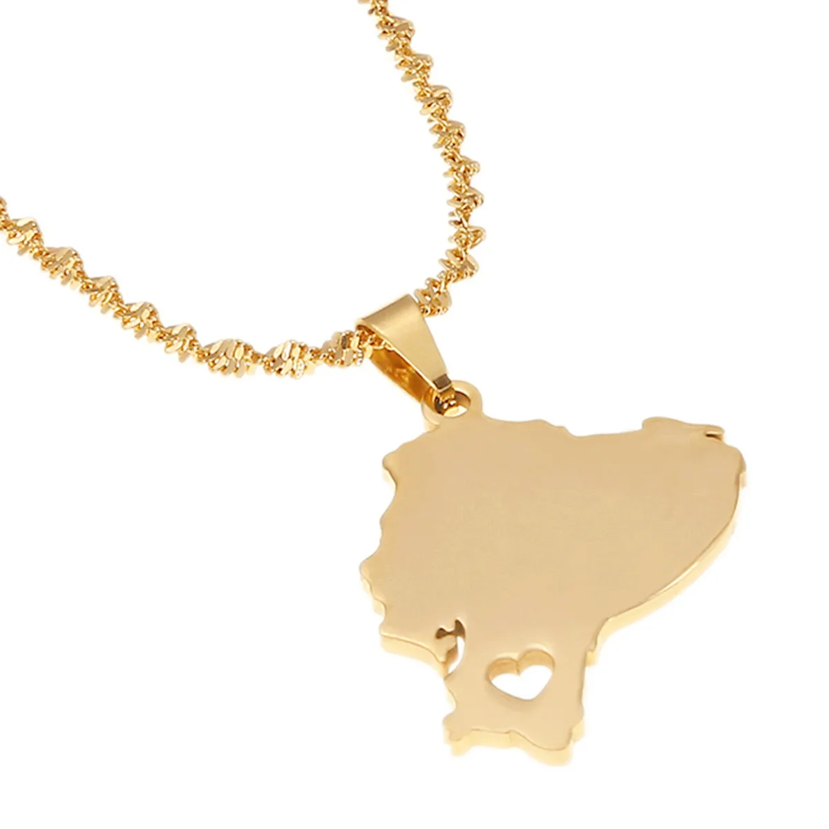 Кулон из нержавеющей стали с картой, ожерелья, ювелирные изделия с дизайном «карта» - Окраска металла: Золотой цвет