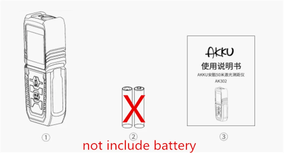 Лазерный измеритель Xiaomi AKKU, лазерный дальномер, 50 м, цифровая лента, измерительный дальномер, цифровой дальномер, рулетка