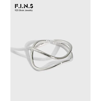 

F.I.N.S Minimalist Double-Layer Line Interwoven S925 Sterling Silver Ring Fine Fashion Female Finger Rings for Women Accessories