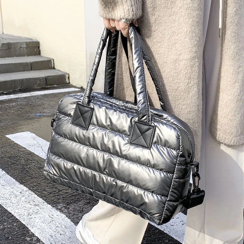 de hombro informal de nailon para mujer, corta de algodón con bolsa acolchada, cálida, gran capacidad, para invierno, 2021|Bolsos de hombro| - AliExpress