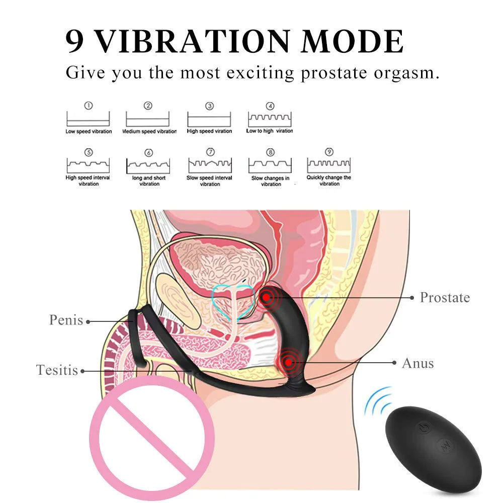 Mainan Seks Anal Pemijat Prostat Penggetar Pria Cincin Penis 9 Mode Getaran Vibrator Remote Control Nirkabel Untuk Pria Anal Sex Toys Aliexpress