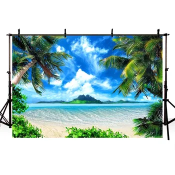 

DAWNKNOW Seascape Vinyl Photography Background For Blue Sky Coconut Tree Photo Shoot Backdrdop For Children Photo Studio lv1501