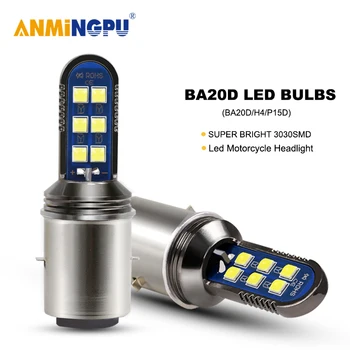 

ANMINGPU 1X Motorcycle Headlight Bulbs Led BA20D H6 Canbus 3030Chips H4 Led Hi/Low Beam Moto Headlight Lamp P15D Led Bulb 6000K
