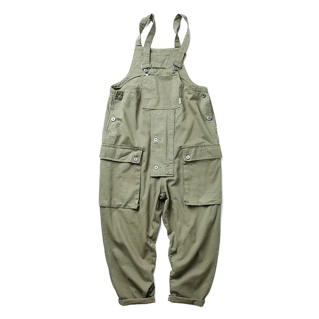 Safari Style! Multi-Pocket Bib Overalls Men Hip Hop Streetwear Cargo ...