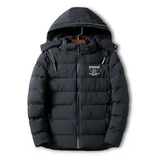 Увеличивающая рост мужская одежда с хлопковой подкладкой, утолщенное мужское Свободное пальто со съемными шапками