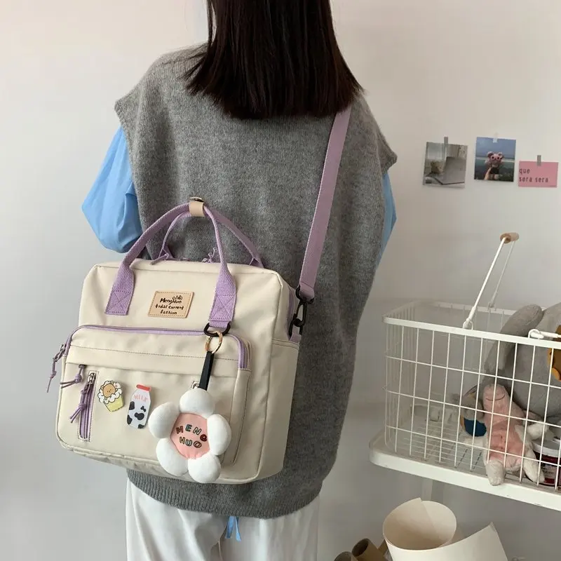 Japanese Multifunctional Backpack Teenage Girl Ring buckle Portable Travel Bag Female Small Schoolbag Badge Women Backpacks 6862