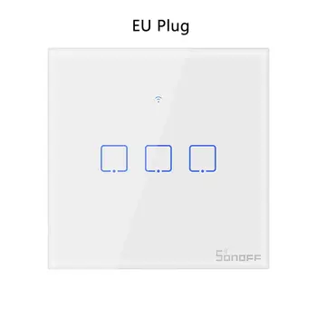 

T0/T1/T2/T3 EU PLUG TX Wifi Touch Wall Light Wireless Switch Smart Home 1/2/3 Gang Voice/APP Remote Control With Alexa Google