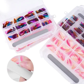 

240Pcs/box Nails Extension Full Cover Sculpted Base Color Stiletto Medium False Nail Tips DIY Nail Art Tools False Nail
