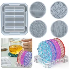 

Coaster Mould DIY Crystal Epoxy Mold A Variety of Side-Cut Surface Coaster Storage Table Jewelry Silicone Molds