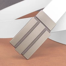 High Quality 2.9cm Casual Luxury Brand Leather Men's Belt Designer Gray Sliding Buckle Belt Young Men Ceinture Homme