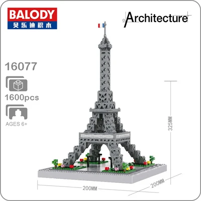 Eiffel Tower Balody архитектура Алмазная вышивка здания маленькие блоки игрушка съезда здание Эйфелева башня белый дом большой бен Лувр без коробки - Цвет: Eiffel Tower