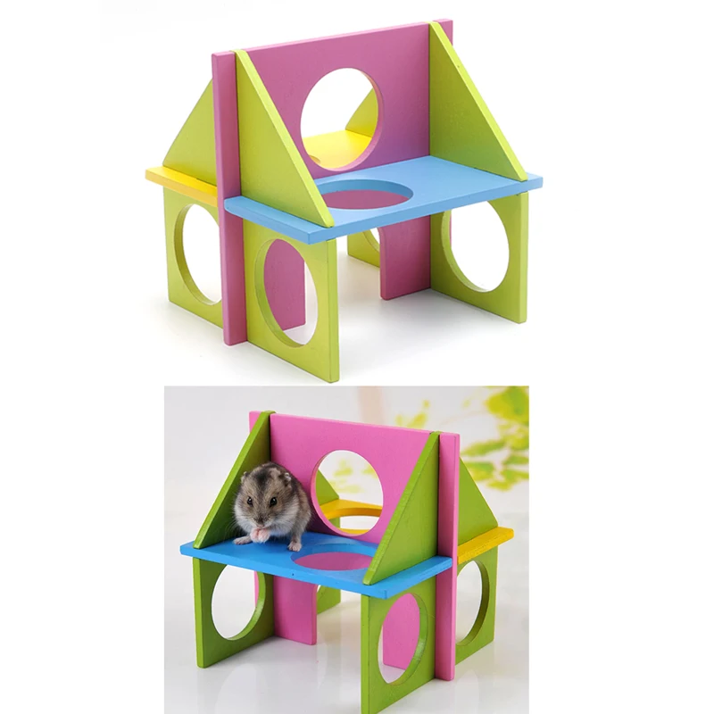 

Pet Mouse Rat Hamster Wooden Funny Fun Gym Playground Exercise Safe Toy Colorful