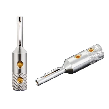 

4Pcs HiFi Pure Copper Silver Plated Banana Plug Speaker Cable Plug HIFI Audio Banana Plug