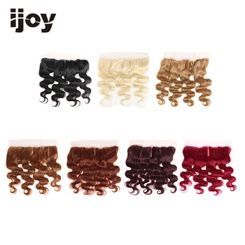

Human Hair With 4x13 Lace Frontal #1B/4/27/30/33/99J/Burgundy 8"-20" M Non-Remy Body Wave Closure Brazilian Hair Extension IJOY