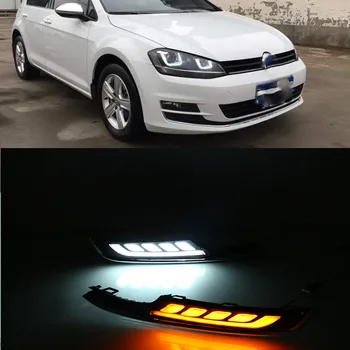 

car flashing 1set For Volkswagen Golf 7 2013 -2016 driving LED DRL Daytime Running Light Warning Lights Daylight Fog lamp