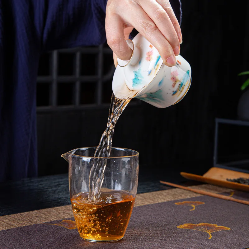Mutton-fat Jade White Porcelain Sancai Gaiwan Color Enamel Cover Bowl Lid Saucer Handmade Tea Tureen Teaware Sets 160ML HMLOVE
