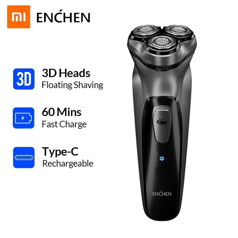 Оригинальный Xiaomi Enchen BlackStone 3D бритва для мужчин триммер бороды моющийся type C USB