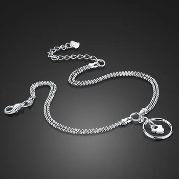 

New Cute mickey charm Anklet for women 100% 925 Sterling Silver Bracelet on a leg Fashion foot chian 27cm Girl Jewelry Gift