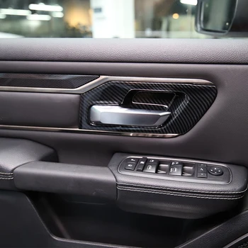 

For Dodge RAM 1500 Pickup 2019-2020 Coupe Interior Accessories ABS Carbon Inner Door Bowl Handle Decorative Cover Trim 2pcs