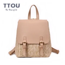 TTOU Модный женский соломенный тканый рюкзак для девочки-подростка, качественные летние пляжные рюкзаки для отдыха, Женская дорожная сумка для книг, рюкзак