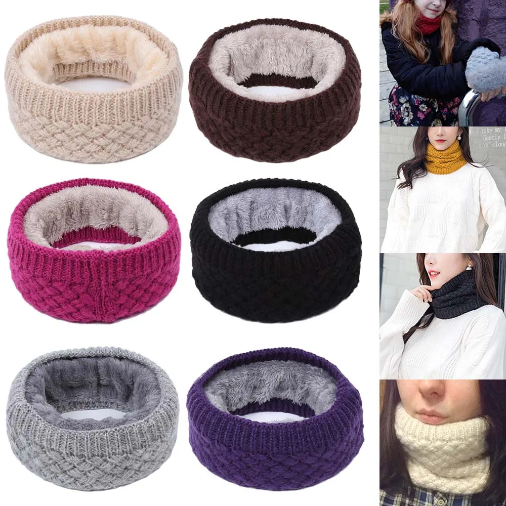 

Winter Warm Brushed Knitted Neck scarf loop Thicken Warmer Circle Wrap Cowl Loop Snood Outdoor Skiing Climbing Scarf For Women