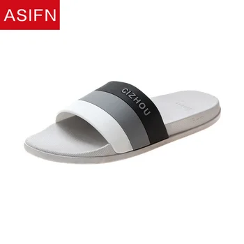 

ASIFN Men Women Casual Slippers Indoor Classic Stripes Non Slip Zapatos De Hombre Bath Slides Male House Shoes Man Flip Flops