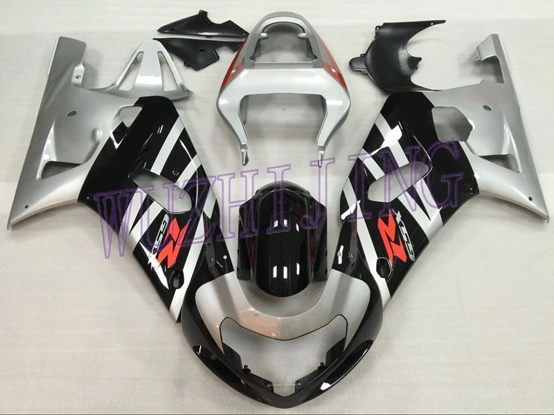 Пластик обтекатели GSXR 600 750 1000 2000 Обтекатели GSXR600 GSXR750 GSXR1000 2003 серебристый, черный 2000-2003 K1-2 - Цвет: 600 750 01-03