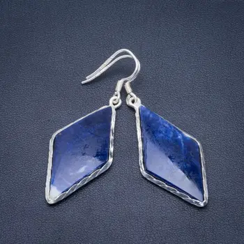

Natural Sodalite Handmade Unique 925 Sterling Silver Earrings 2" B2638