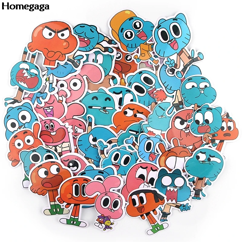 Homegaga 38 шт./компл. удивительный мир Gumball Стикеры с мультяшным рисунком ноутбук багаж скейтборд наклейки милые надписи D2555