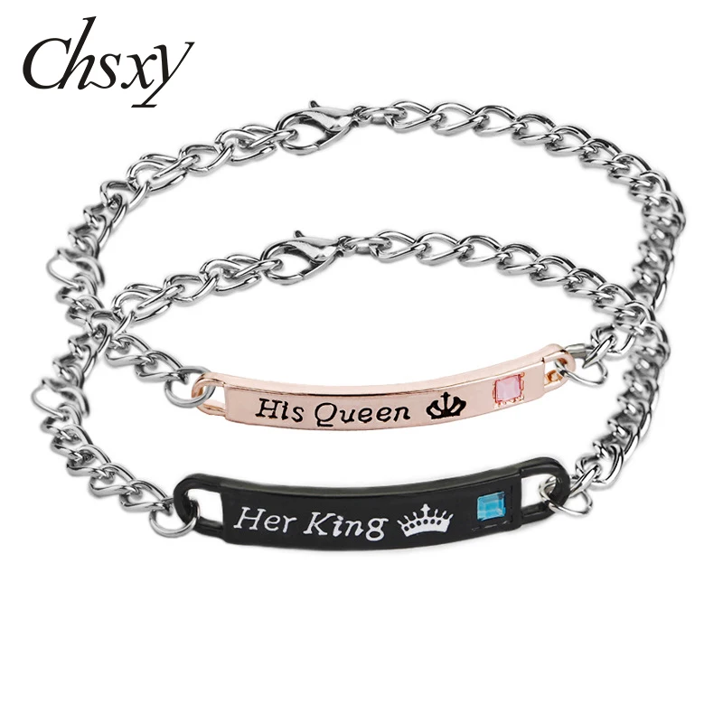Браслеты CHSXY из нержавеющей стали с надписью Her King и His Queen | Украшения аксессуары