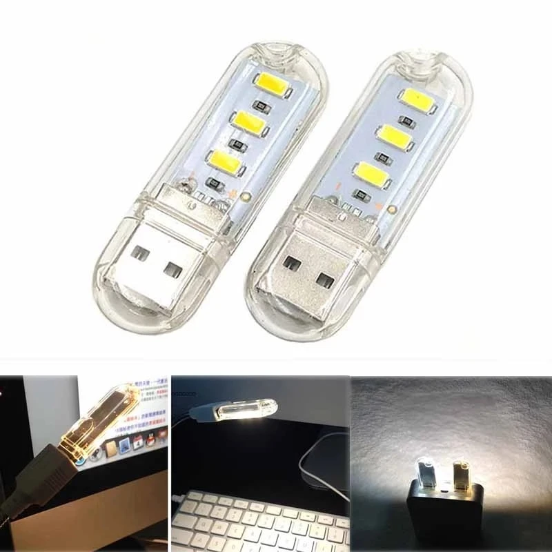 1.5W Mini 3LEDs Book Light Portable SMD 5730 USB Reading Lamp DC5V Camping Table Night Light For Power Bank PC Laptop Notebook