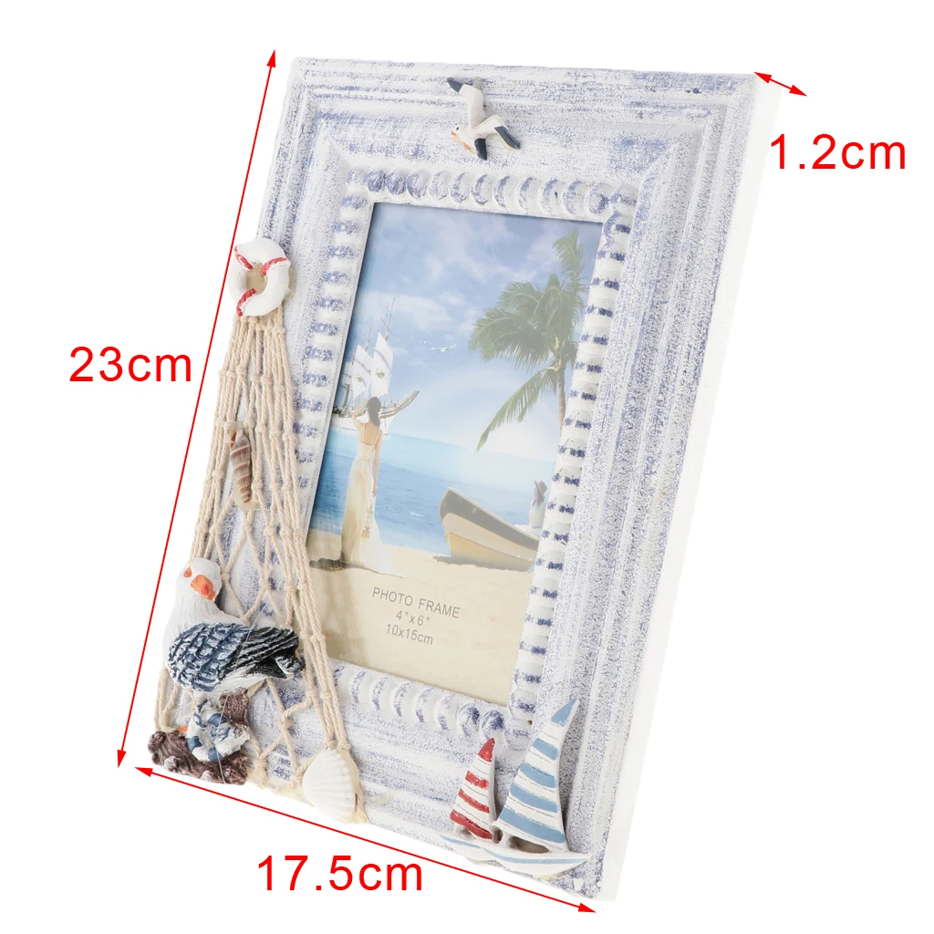 Wooden Photo Picture Frame Family Wedding Photo Holder for Home Wedding Beach Hut Cottage Decor