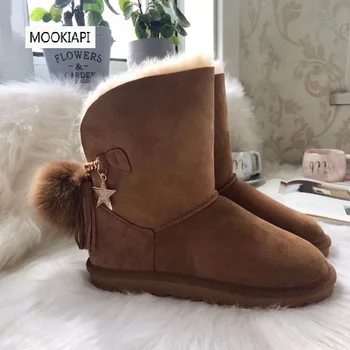 

The latest high-quality snow boots in Europe in 2019, real sheepskin, 100% natural wool, women's boots, classic style