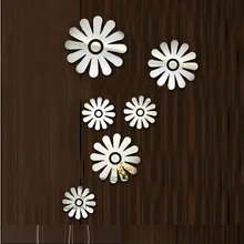 Крутая акриловая трехмерная Настенная Наклейка маленькая Цветочная Зеркальная Наклейка ТВ настенная креативная кристальная Зеркальная Наклейка