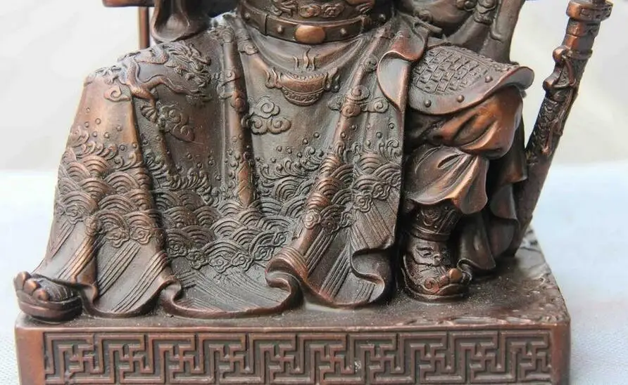 Китайский медный Бронзовый книга для чтения GuanGong GuanYu Yun Chang Бог войны статуя