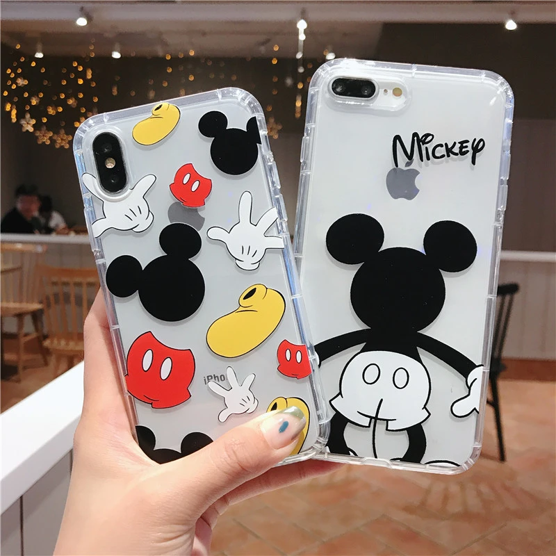 Disney Cute Cartoon Mickey Suitable For Iphone6 7 8 X11 12 13 Pro Max Mobile Phone Case Transparent Silicone Protective Case Aliexpress